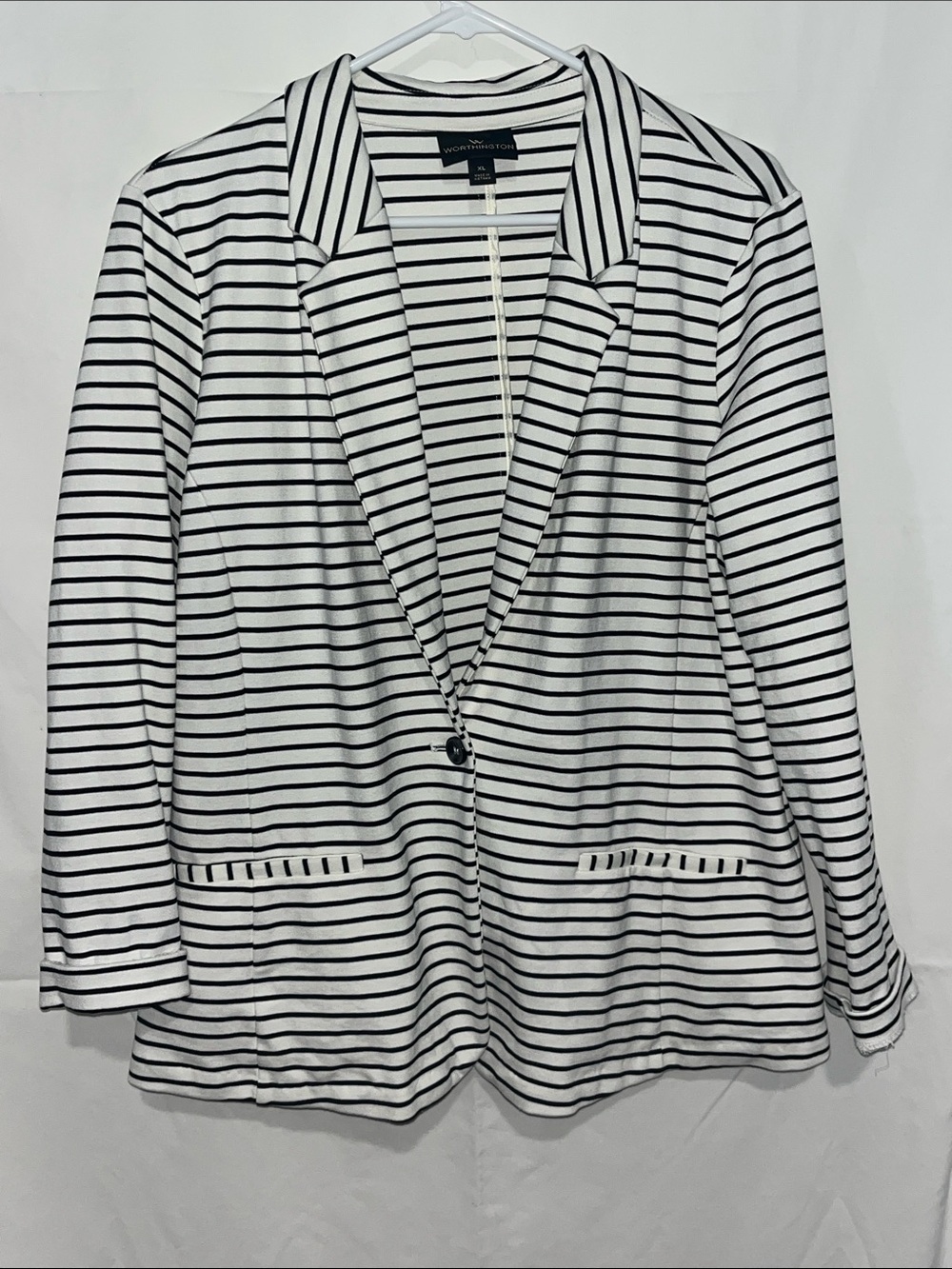 Worthington White and Black Striped Women's Blazer